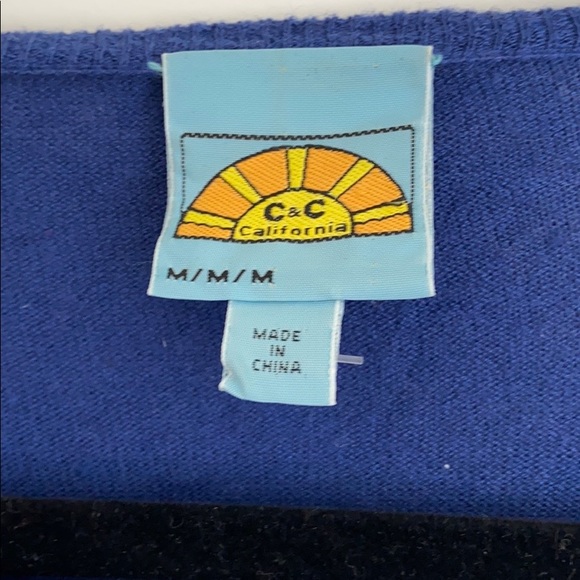 C&C California Blue Cashmere Wool Blend Sweater M - Picture 4 of 6